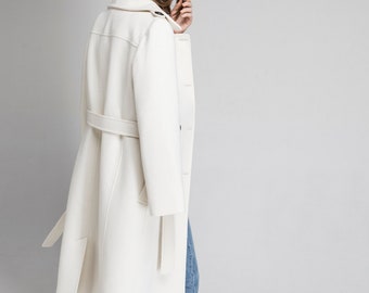Ivory Trench Coat: Double-breasted Wool Winter Coat - Etsy