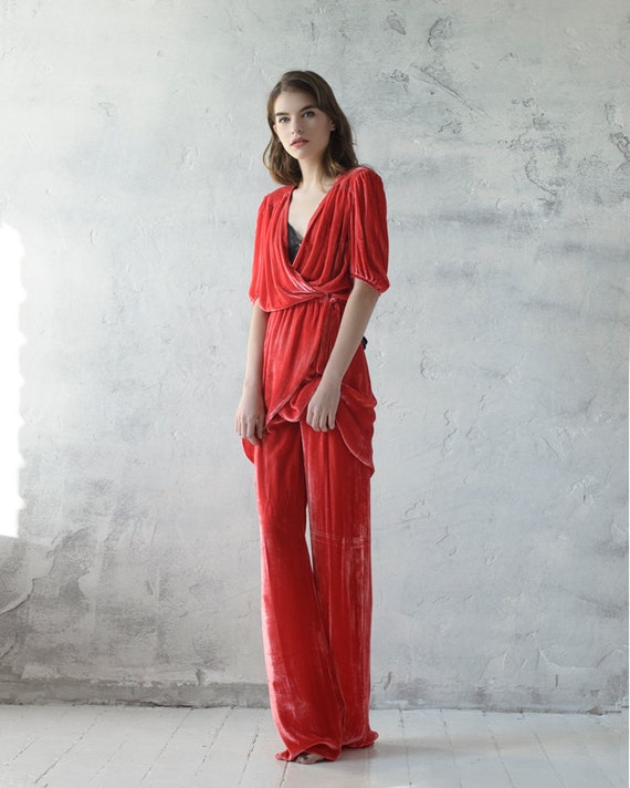 red velvet suit womens