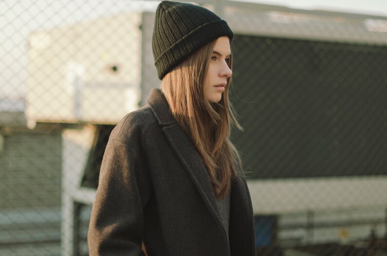 Gray wool coat Winter and autumn coat