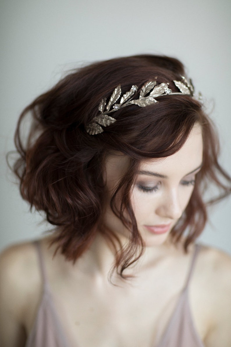 Bridal silver tiara / Crystal wedding crown / Floral bridal headpiece image 6