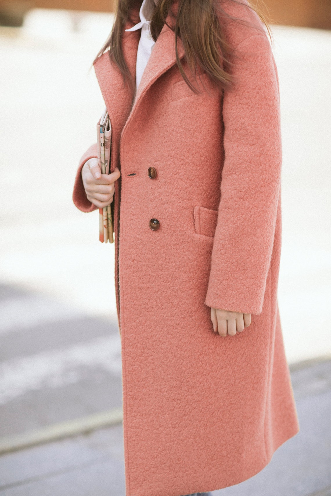 Pale Pink Woman Coat / Wool Coat Ready to Ship Etsy