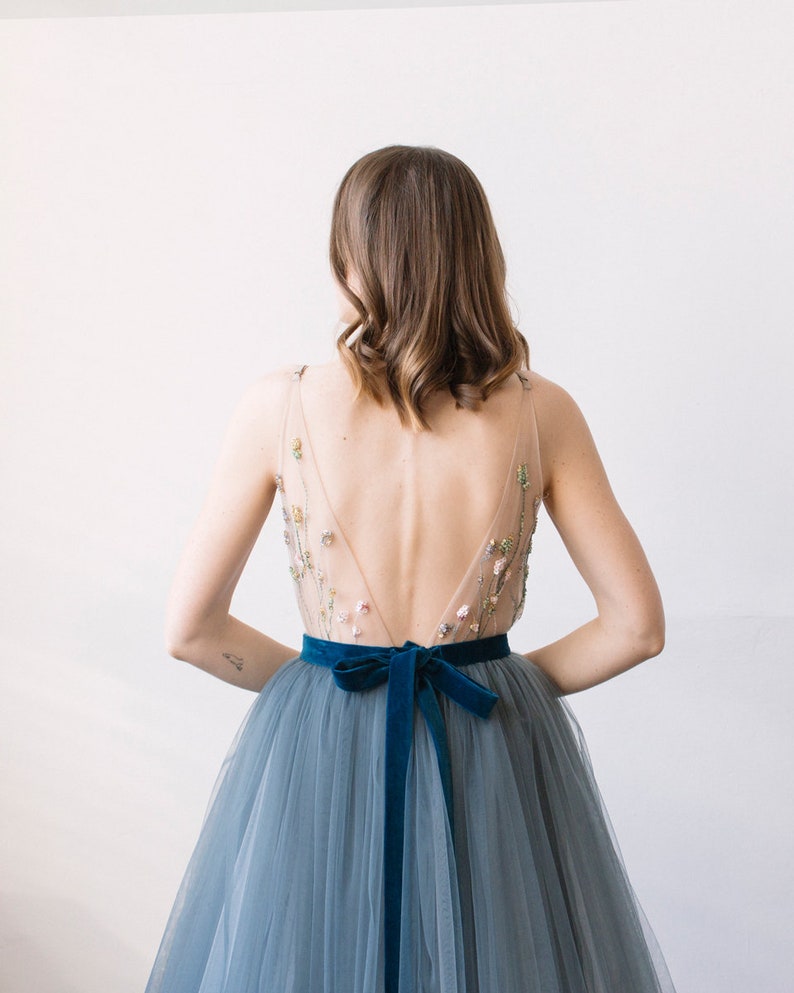 blue tulle wedding skirt