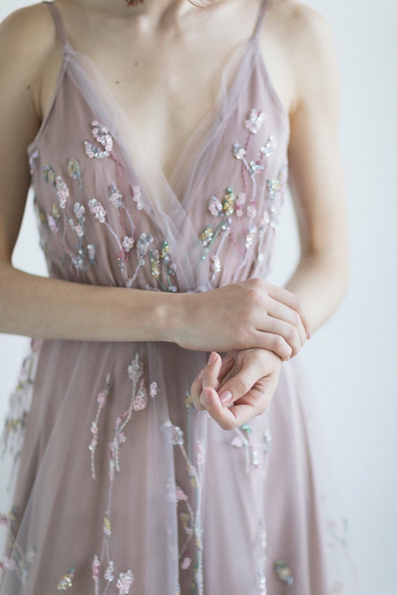 pale lavender wedding dress