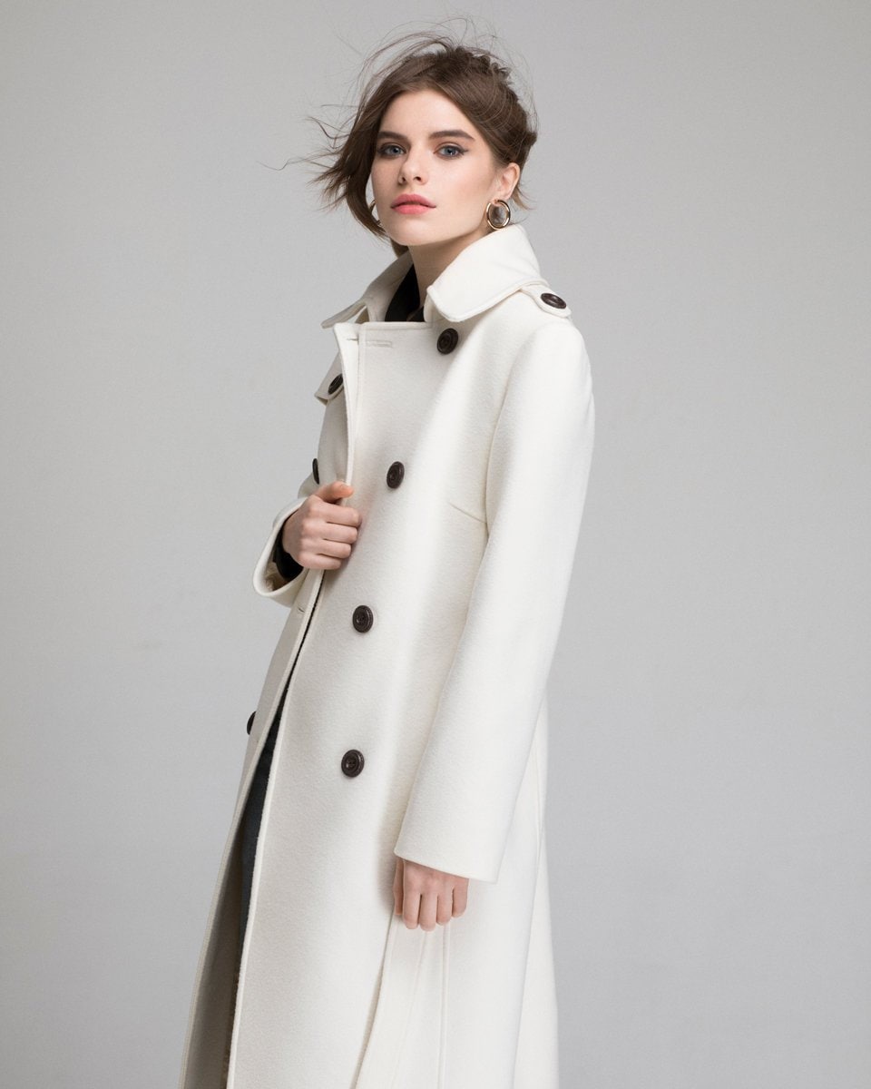 FUZZI, Beige Women's Double Breasted Pea Coat