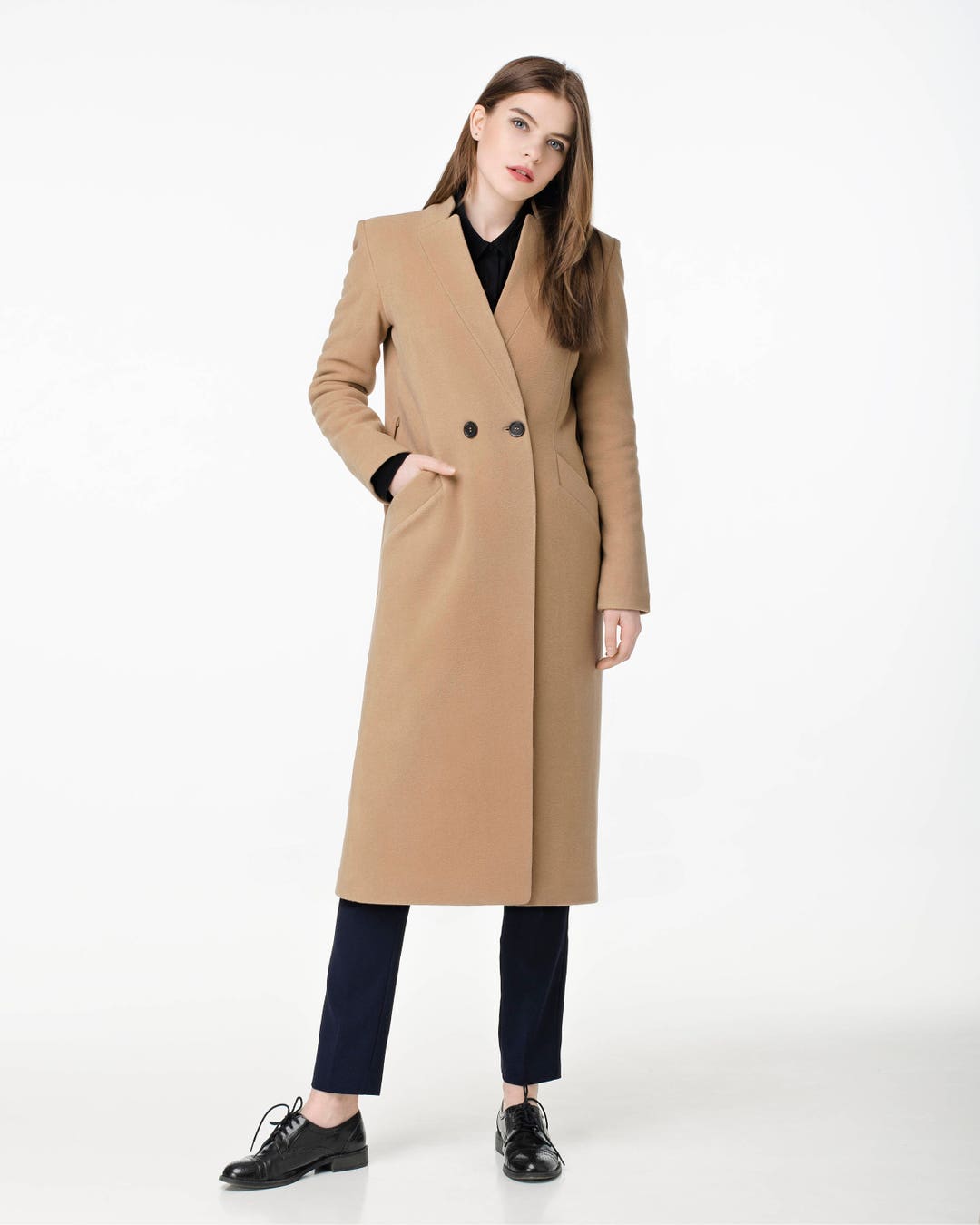 Camel Wool Coat / Autumn Camel Coat // CLAUDIA - Etsy