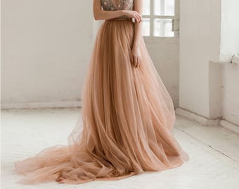 Dusty copper tulle wedding skirt / Bridal skirt