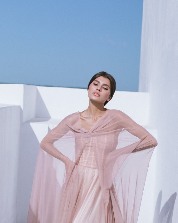 mesh cape dress Mesh Cape and Viscose Dress