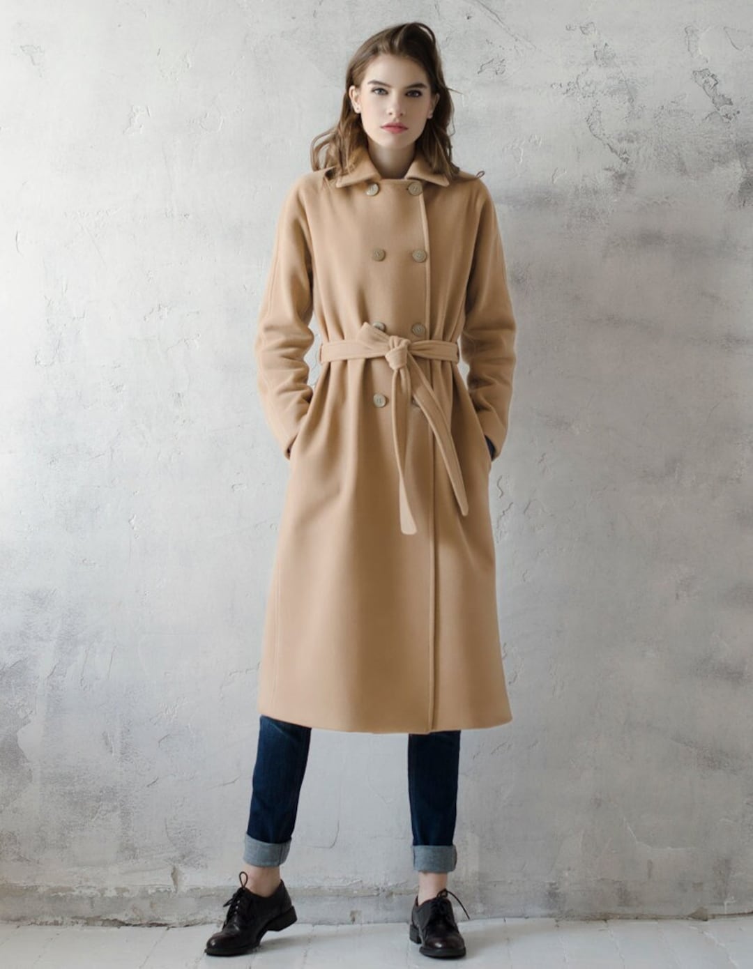 Camel Wool Coat / Spring Wool Coat / Woman Autumn Coat - Etsy