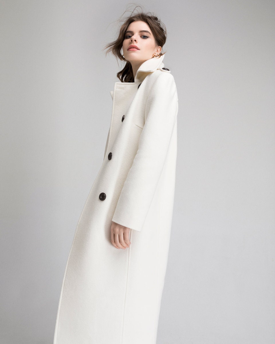 Ivory Trench Coat: Double-breasted Wool Winter Coat - Etsy