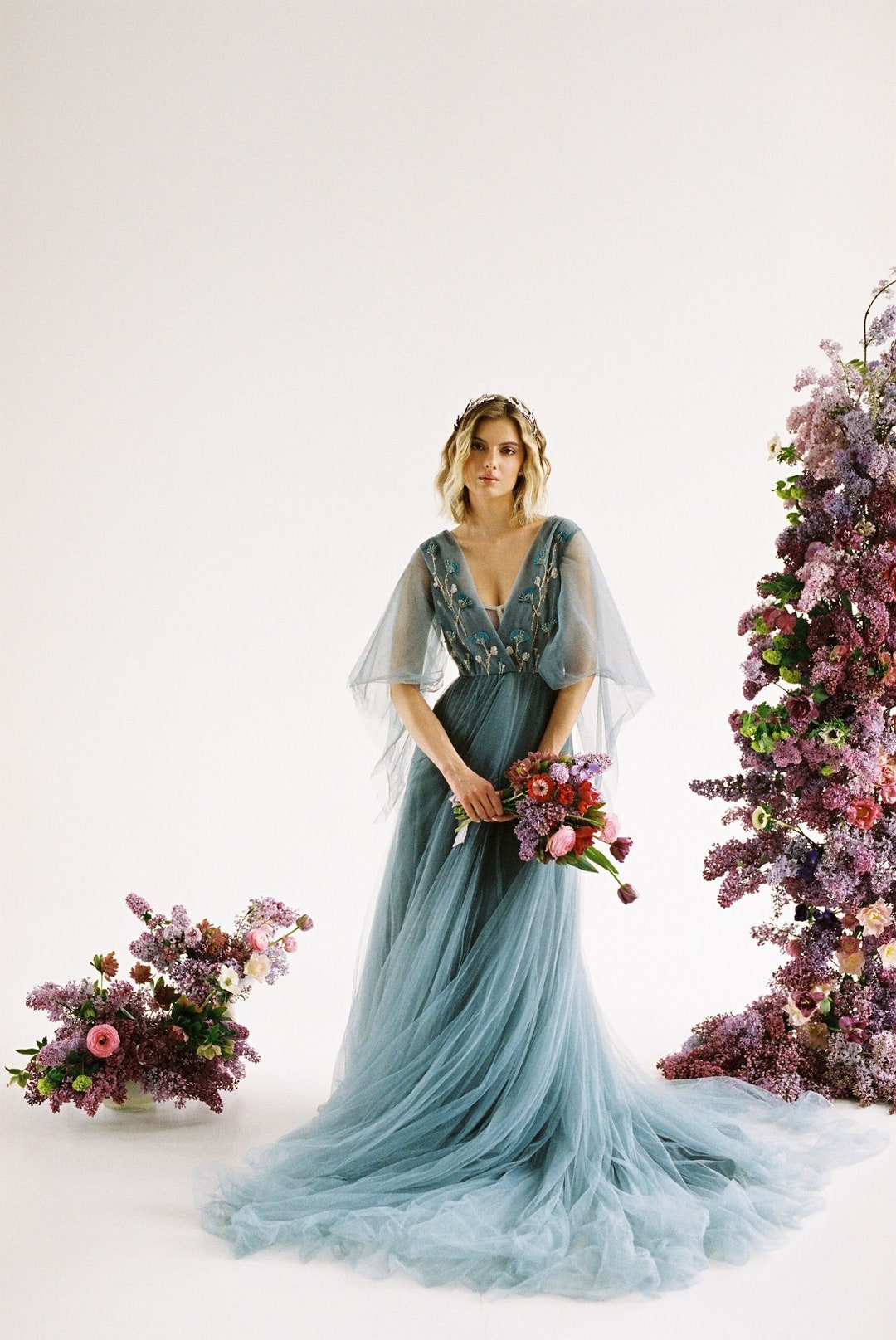 Blue Floral Angel Wing Dress main image 1