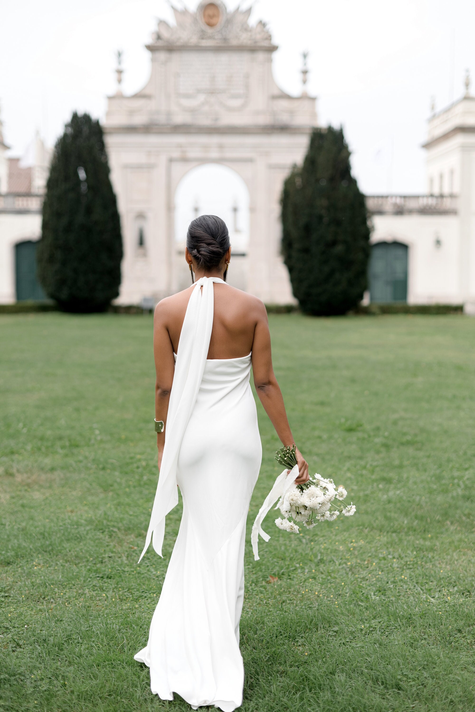 sachin and babi light blue dress Backless wedding dress  lutienbridal.com