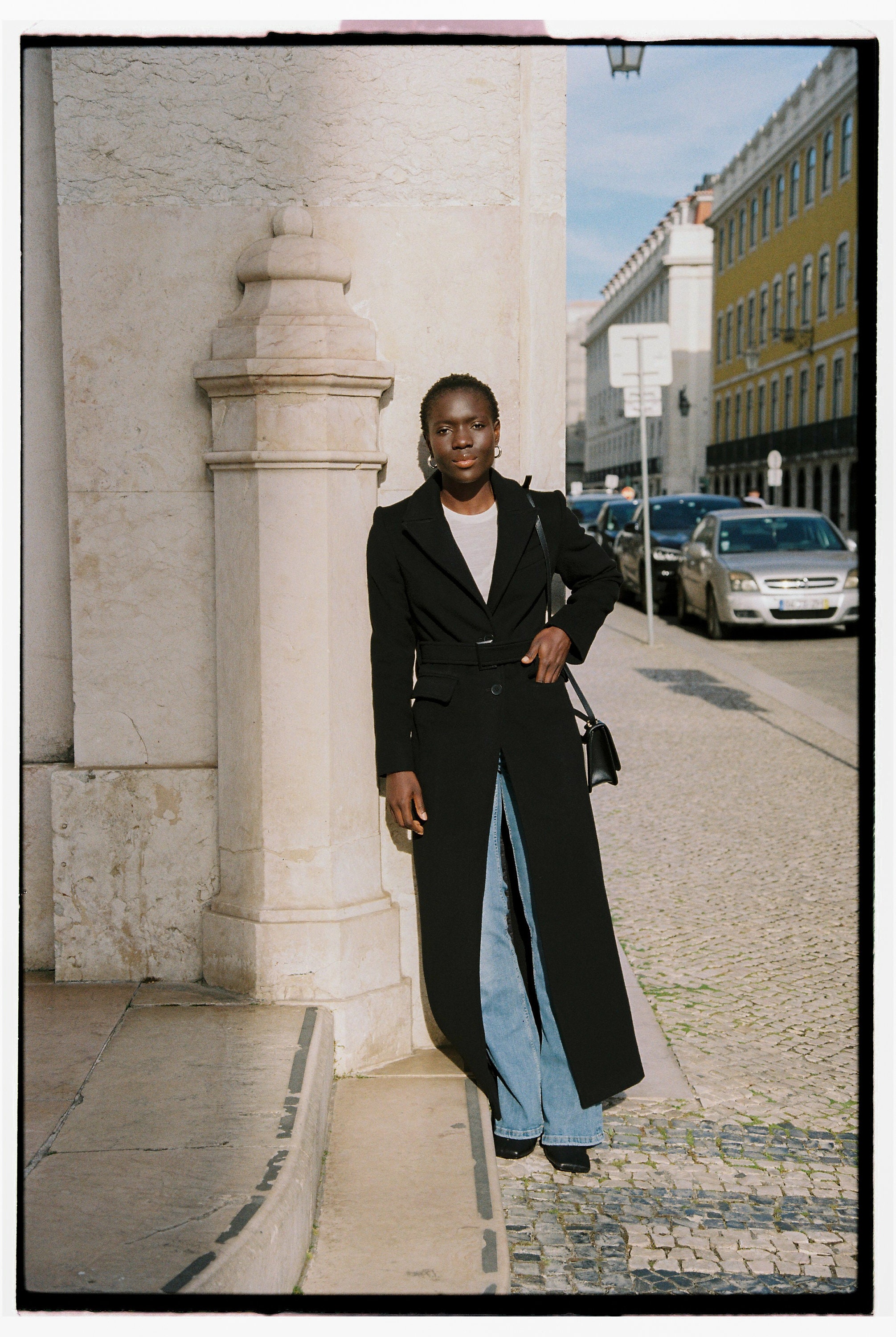 Wool Long Black Coat / Structured Wool Coat / Single