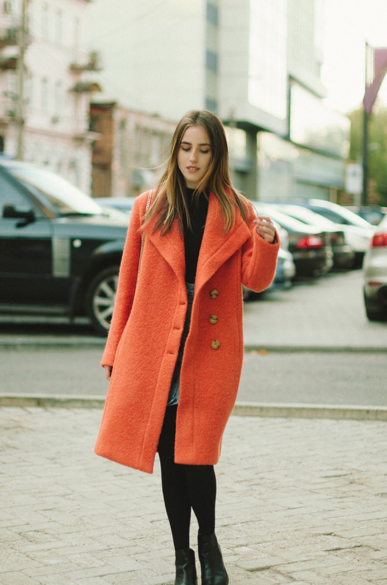 Terracotta Autumn Coat Woman Wool Coat Etsy