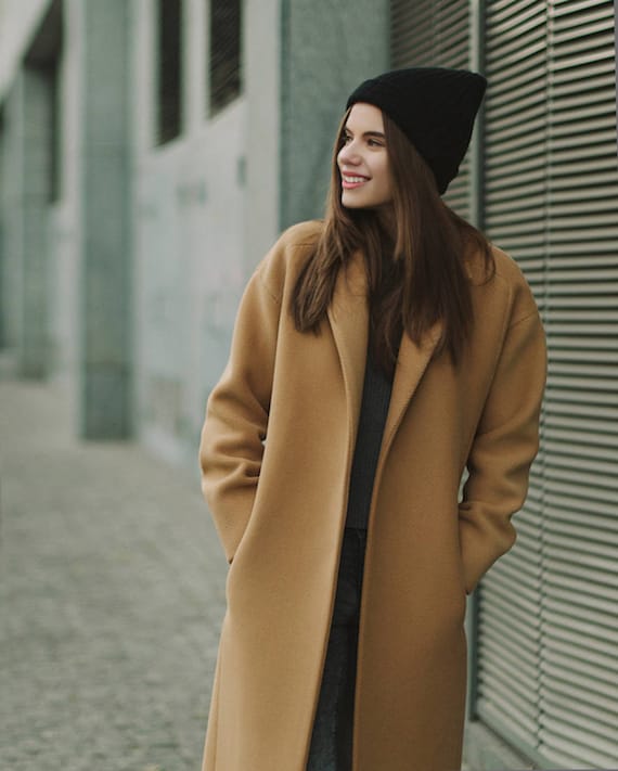 Fall Camel Coat / Woman Wool Coat / Loose Fit Camel Coat / Warm