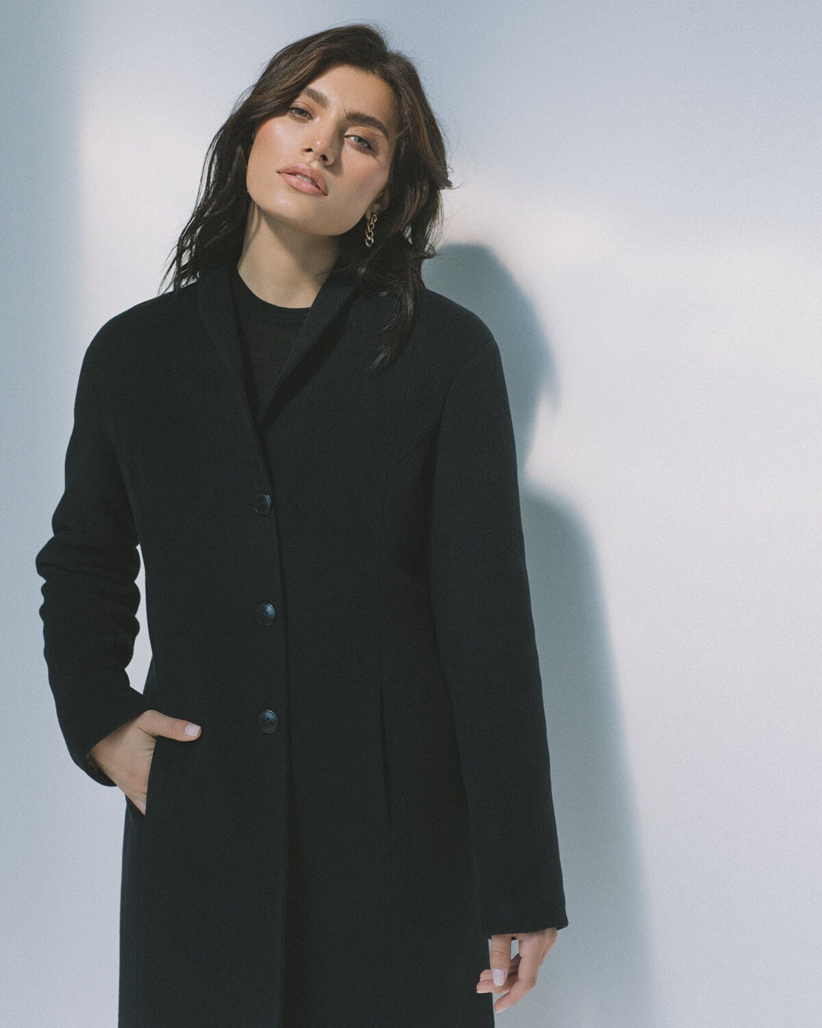 Black Wool Coat: Stand Collar Coat - Etsy