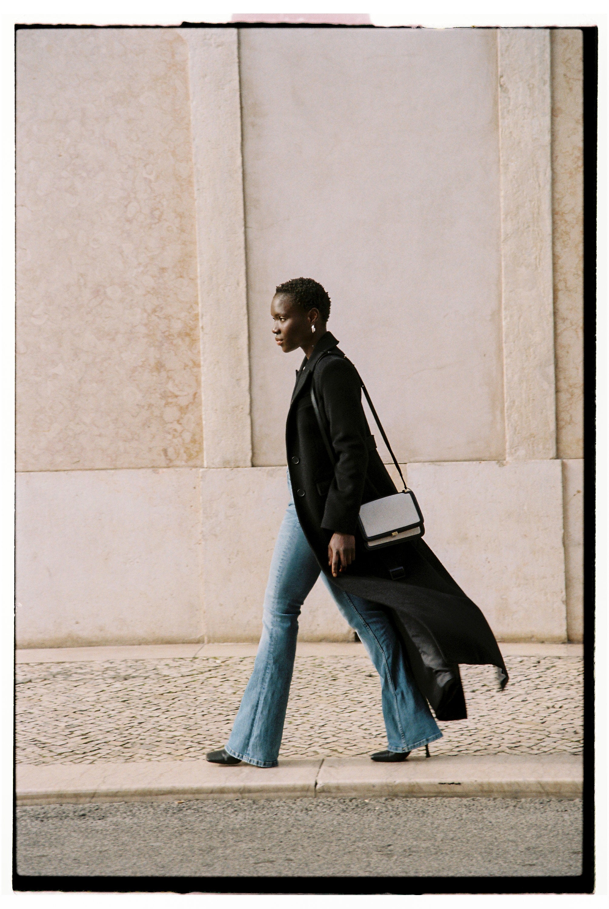 Wool Long Black Coat / Structured Wool Coat / Single