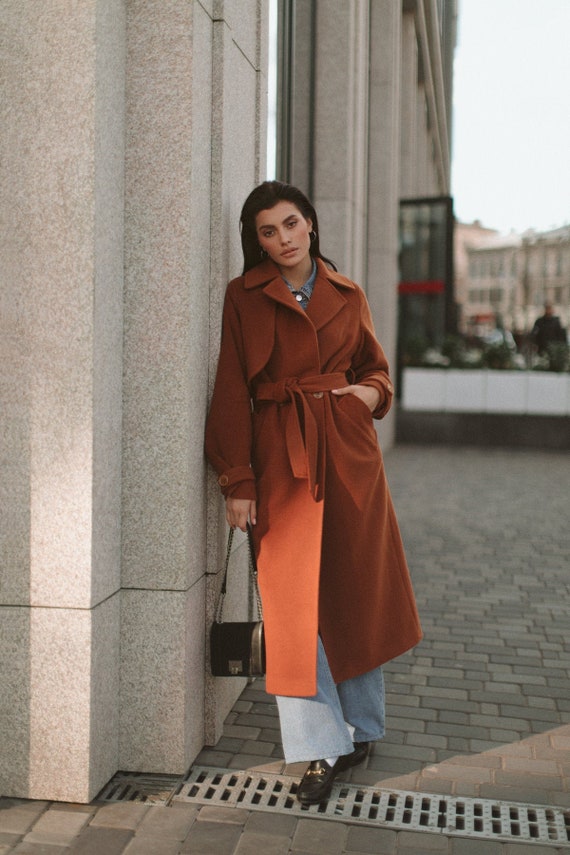 manteau long caramel