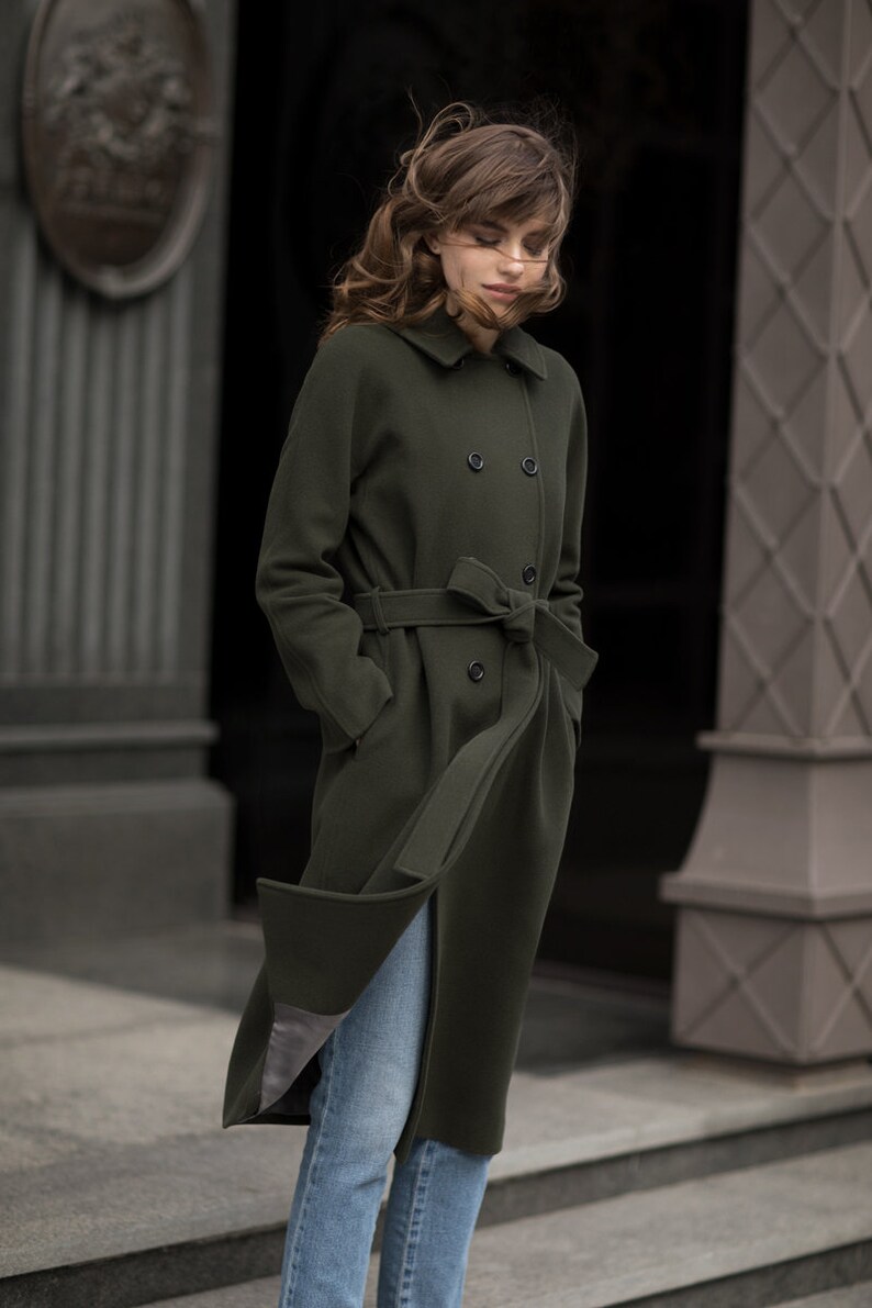 Green Cashmere Coat / Cashmere Spring Coat / Autumn Coat Etsy India