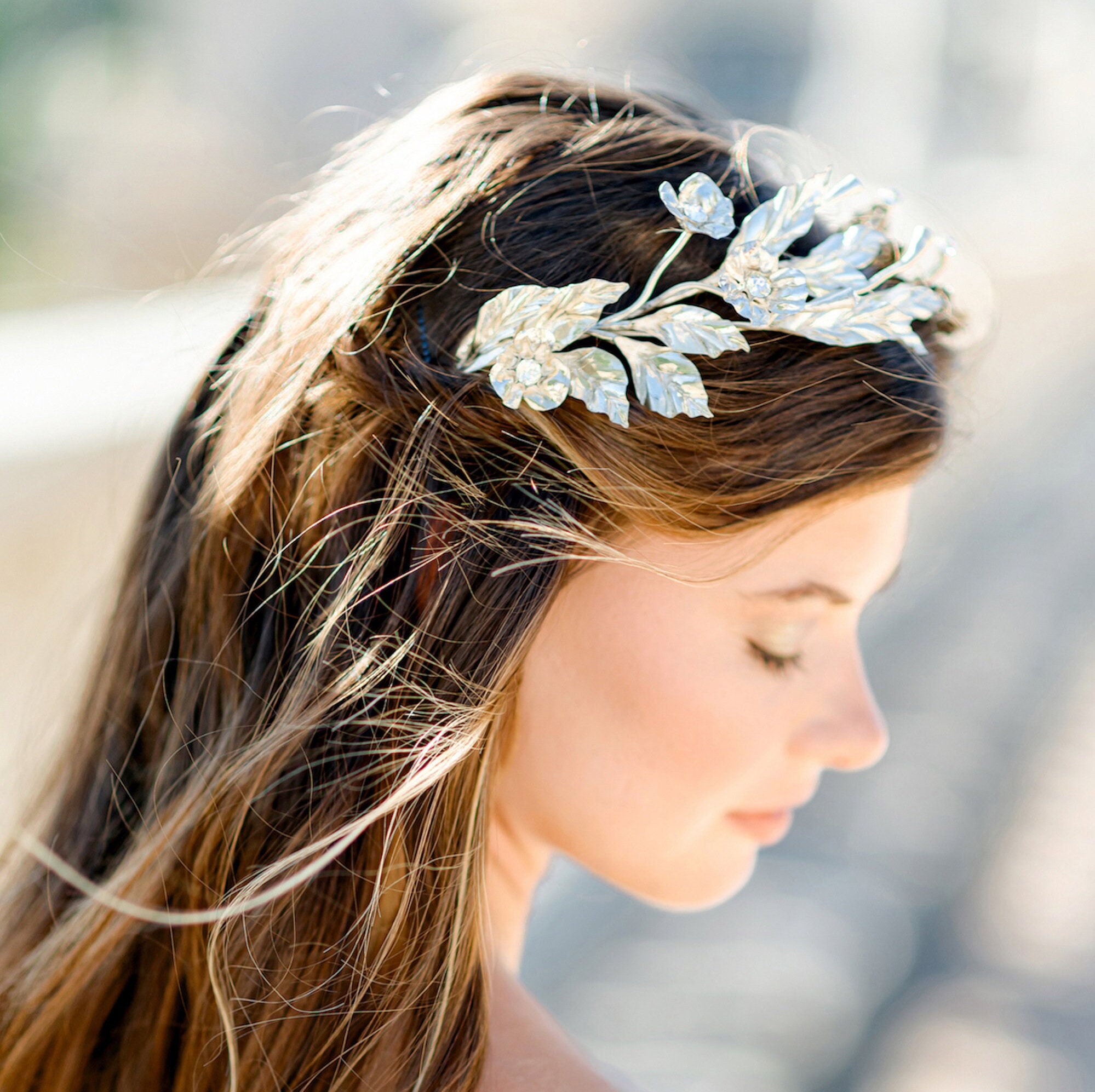 Silver Wedding Tiara: Crystal Floral Bridal Hair Wreath - Etsy