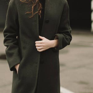 Woman green coat / Green autumn coat / Warm wool coat // Alana image 3