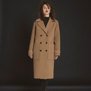 Autumn camel wool coat / Woman wool coat / Winter wool overcoat / Fall warm coat image 2