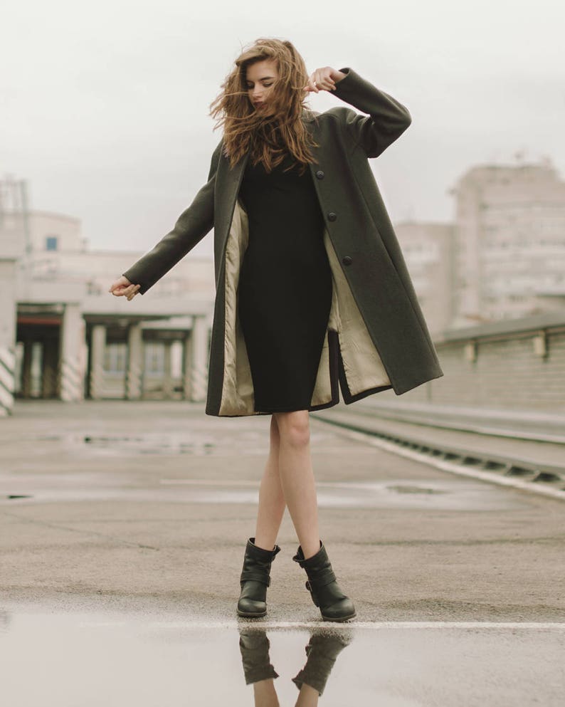 Woman green coat / Green autumn coat / Warm wool coat // Alana Green