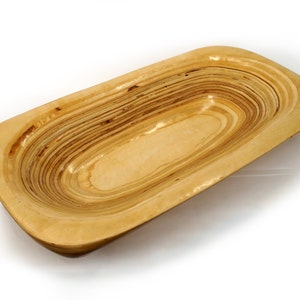 Large Decorative Wood Dough Bowl Carved from Layers of Various Wood