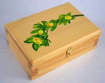 Hand Painted Wood Box with Hinged Lid 01-07