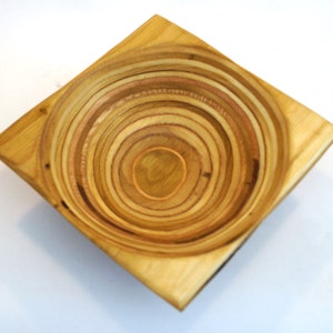 Unique Wooden Bowl Handcarved from Layers of Wood Veneer