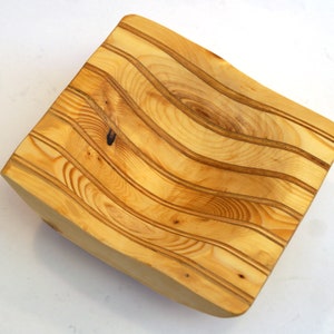 Decorative Wood Bowl Carved from Layers of Wood Veneer