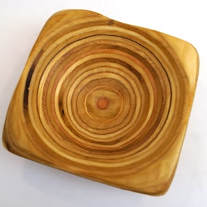 Decorative Wooden Bowl Handcarved from Layers of Wood Veneer