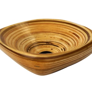 Unique Decorative Wood Bowl Carved from Layers of Wood Veneer