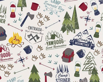 Off White Scouts Outdoor Cotton Fabric