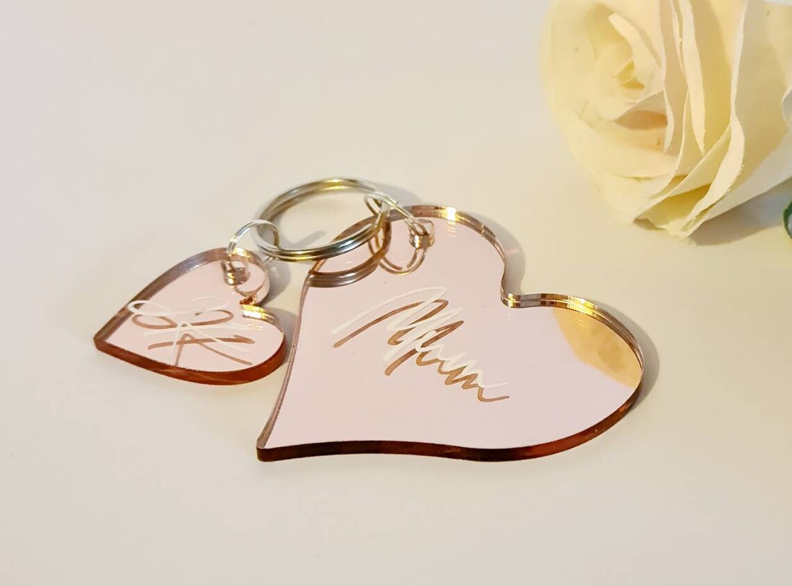 Rose Gold Heart Key Chain Key Ring Personalised Key Ring Etsy