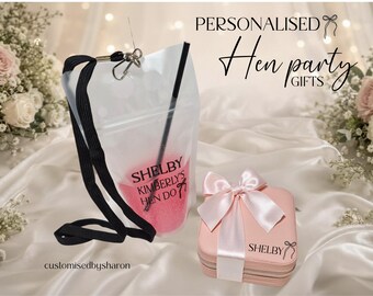 Personalised Hen Party Gift Set | Drink Pouch, Jewellery Box, Bride Tribe Accessories
