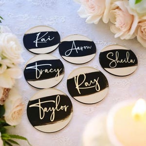 Tarjeta de nombre de boda de acrílico transparente de 6 cm, estilo circular, mesa redonda, diseño pintado, decoración de celebración, regalos para invitados,