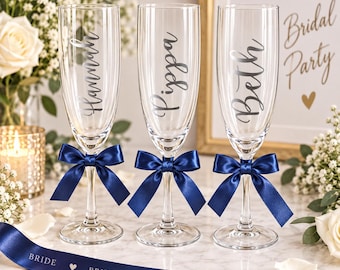 Personalised Wedding Champagne Flutes | Bridal Party Gifts, proposal glasses,
