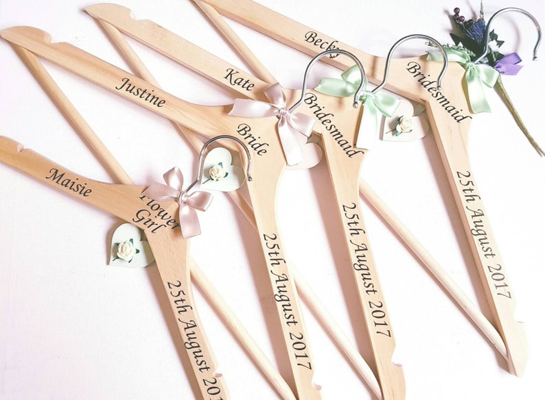 Personalised bridal hangers wedding dress hanger bride hanger, bridesmaid gift bridesmaid hanger wedding hangers
