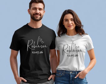 Matching Hubby & Wifey T-Shirts | Honeymoon  Destination Wedding Tees | Just Married Couples Shirts