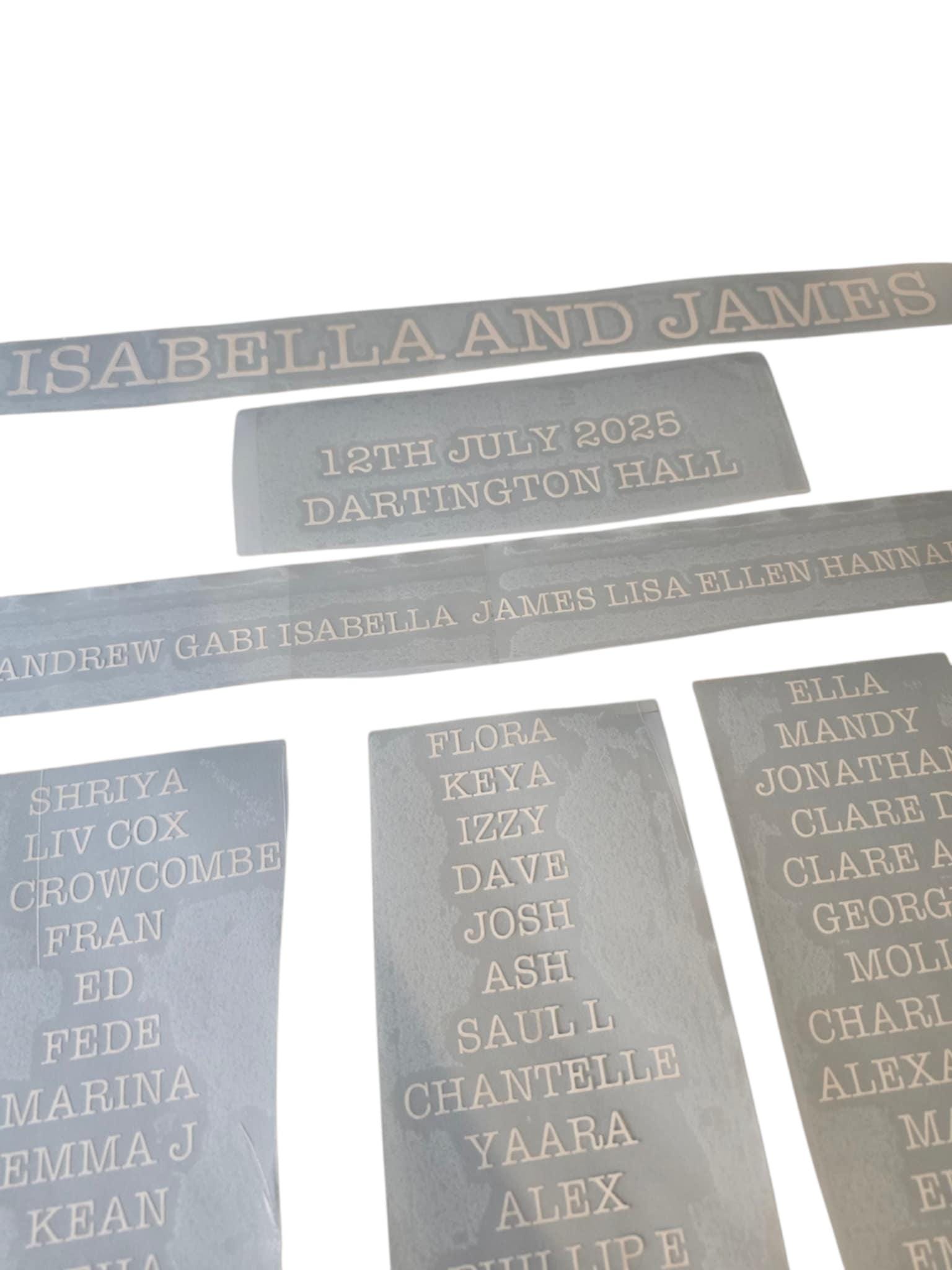 Custom Decals Table Wedding Seating Plan Vinyl Decals | Custom Table Names Lettering - Etsy