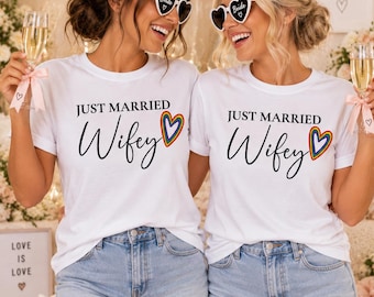 Just Married Wifey Wifey T-Shirts – Matching Bride T-Shirts