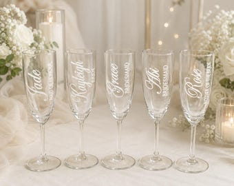 Personalised Wedding Champagne Flutes | Bridal Party Gifts, proposal glasses,