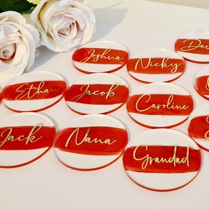 Clear Acrylic Round Place Cards, Modern Wedding Name Settings, Guest ...