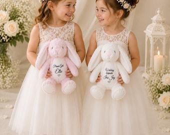 Personalised Flower Girl & Page Boy Bunny | Wedding Keepsake Gift | Custom Bunny Rabbit | Flower Girl Proposal | Page Boy Gift