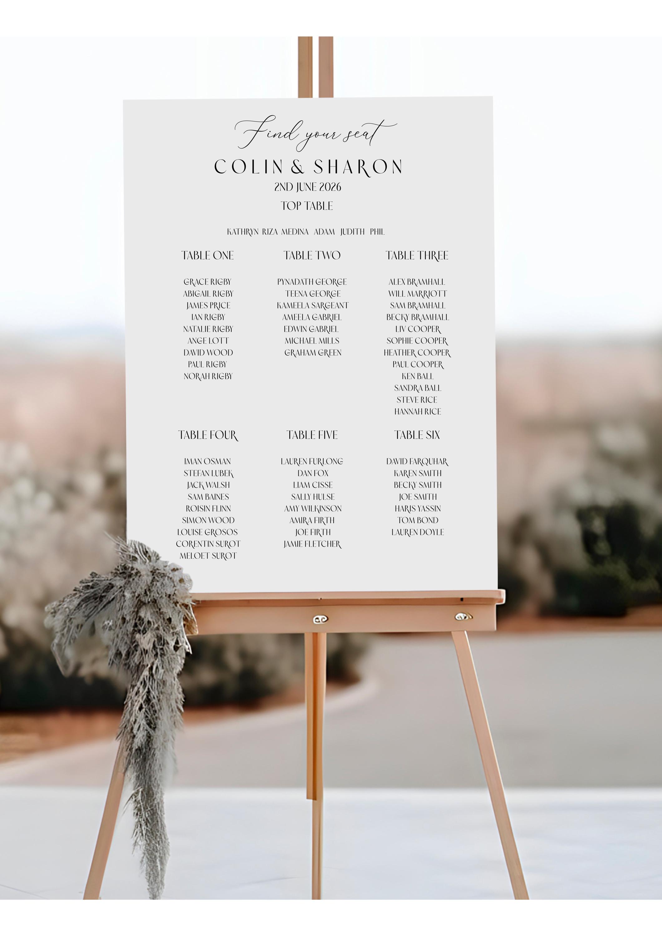 Wedding Seating Plan Vinyl Decals | Custom Table Names Lettering - Etsy