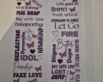 BTS Tour DTF Iron On Decals | ARMY K-Pop Fan Merch (World Tour 2026)