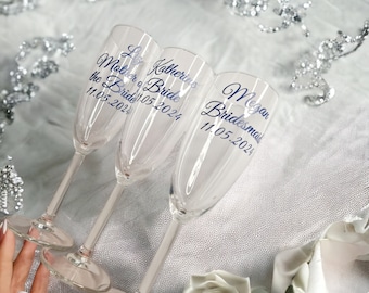 Personalisierte Vinyl Namen Aufkleber für Champagnerflöten, Brautparty Henne Aufkleber