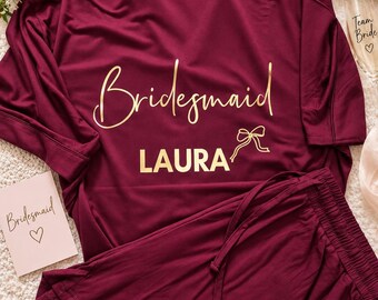 Personalised Viscose Pyjama Set | Soft Stretch Bridal Loungewear, Wedding Morning PJs