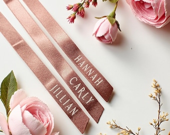 Hochzeitsband, gedruckte Namen, Brautjungfer Geschenk, Gastgeschenke, doppelseitig Satin, Trend, Kleiderbügel, Champagner Flöte, Junggesellinnenabschied, Junggesellinnenabschied