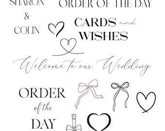 Wedding vinyl decals, personalised vinyl stickers, suitable for signage, gifts